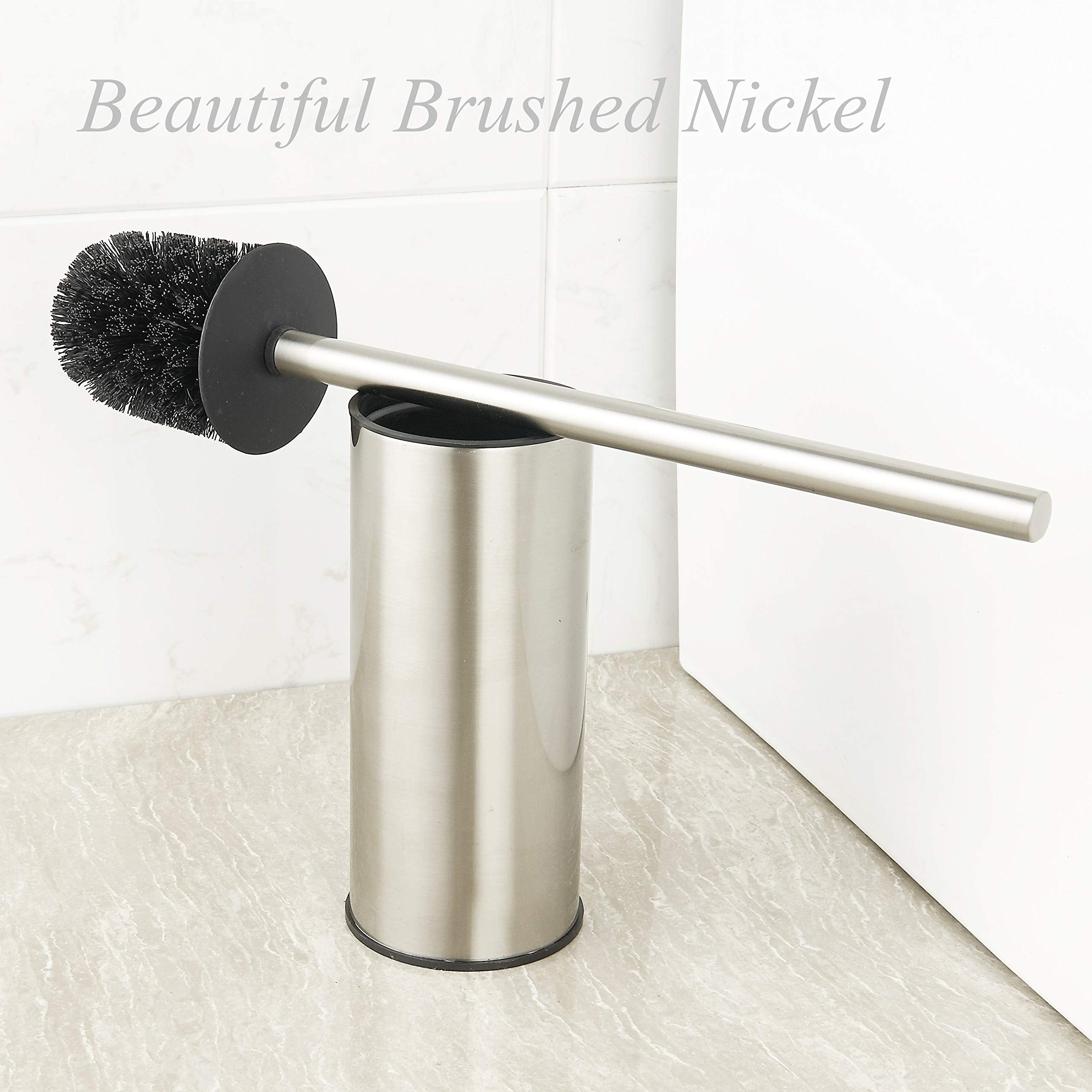 Bgl Toilet Brush Holder Brushed Nickel, Stainless Steel 304 Brushed Nickel Round Freestanding Toilet Bowl Brush And Holder For B
